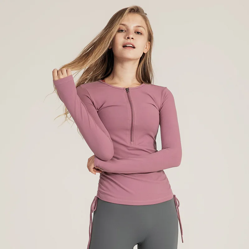 Drawstring Yoga Tops Casual Slim Quick-drying Running Zipper Sports Fitness Female Long Sleeves Womens Workout Tops
Drawstring Yoga Tops Casual Slim Quick-drying Running Zipper Sports Fitness Female Long Sleeves Womens Workout Tops