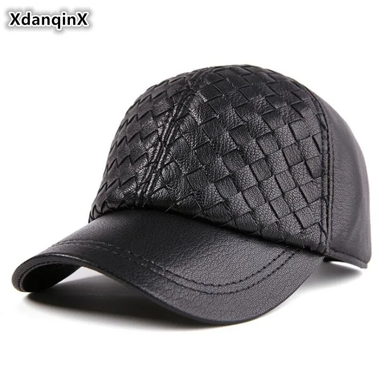 XdanqinX мужская Кепка из натуральной кожи бейсболка овечьей новинка 2019 Осенняя