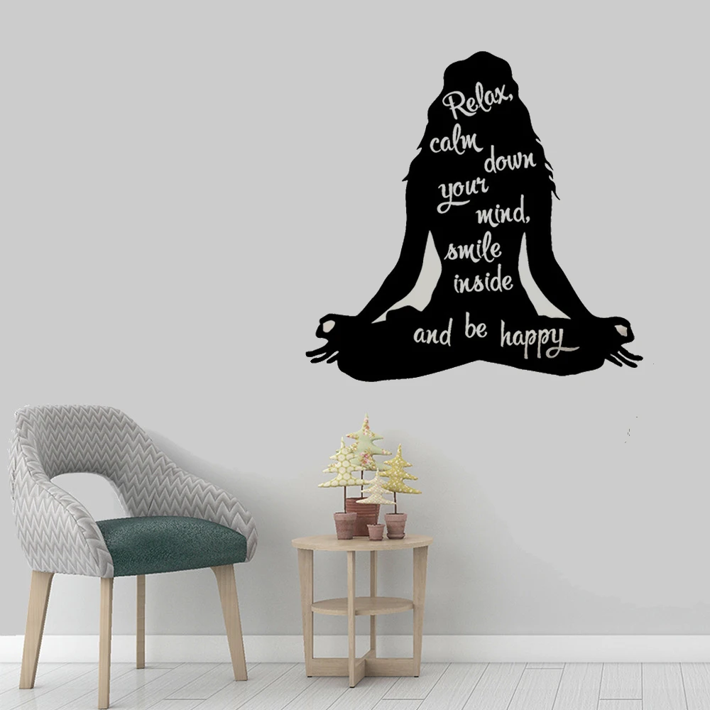 

Women Yoga Inspirational Quote Meditation Wall Decal Art Home Decor Living Room Gym Removable Mural Vinyl Wall Sticker ph359