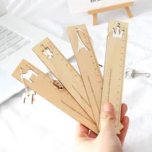 Mignon dessin animé cheval règle en bois créatif creux tour échelle modèle pour enfants cadeau coréen papeterie bureau fournitures scolaires(China)