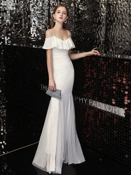 Sexy White Mermaid Dresses Spaghetti Straps Off The Shoulder Floor-length Women Formal Evening Gowns Special Occasion Dresses 
Sexy White Mermaid Dresses Spaghetti Straps Off The Shoulder Floor-length Women Formal Evening Gowns Special Occasion Dresses