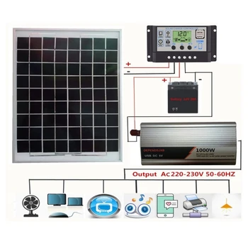 18V 20W Solar Panel Power System + 12V / 24V Controller + 1000W Inverter AC230V Kit for Energy Saving Generation
18V 20W Solar Panel Power System + 12V / 24V Controller + 1000W Inverter AC230V Kit for Energy Saving Generation