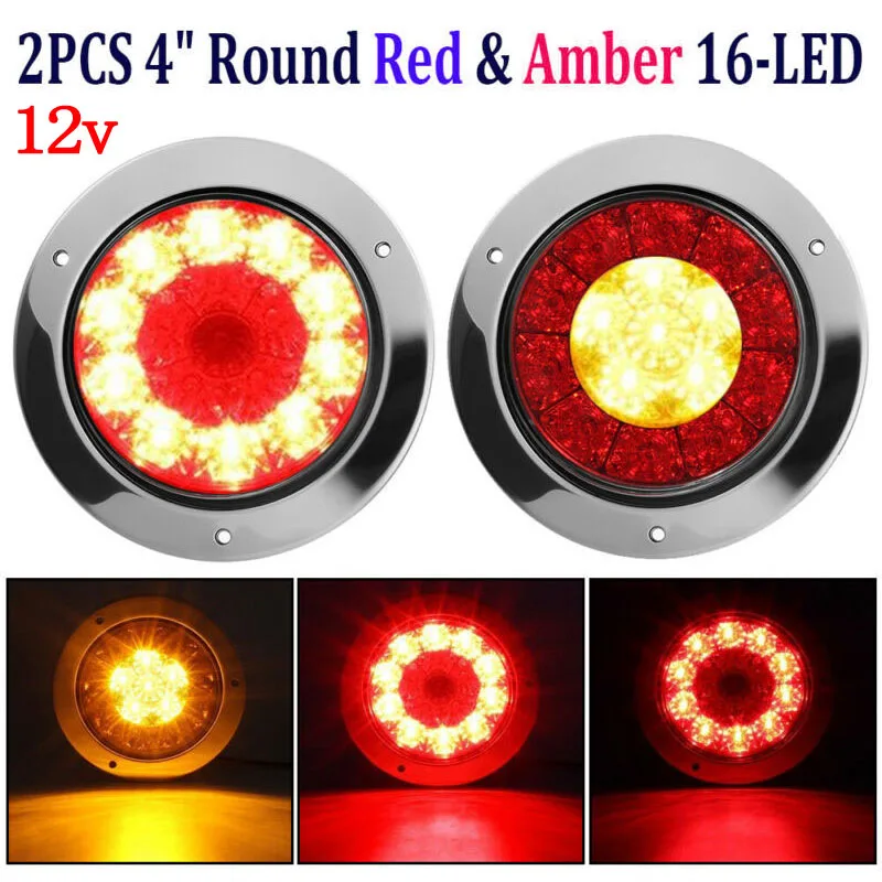 1 Pair 4" Round 16 LED Truck Trailer Brake Stop Turn Signal Tail Light Lamp ABS + Stainless Steel Chrome Car Rear Light
1 Pair 4" Round 16 LED Truck Trailer Brake Stop Turn Signal Tail Light Lamp ABS + Stainless Steel Chrome Car Rear Light