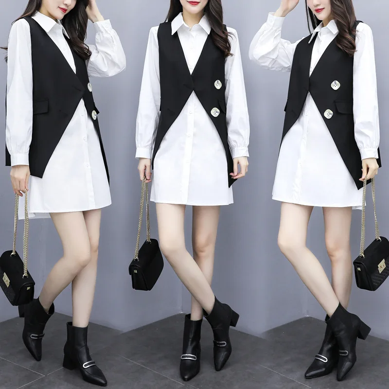 Photo Shoot 2019 Autumn New Style Korean-style WOMEN'S Wear Sense of Design Long Sleeve Shirt Dress with Waistcoat Two-Piece Dre
Photo Shoot 2019 Autumn New Style Korean-style WOMEN'S Wear Sense of Design Long Sleeve Shirt Dress with Waistcoat Two-Piece Dre