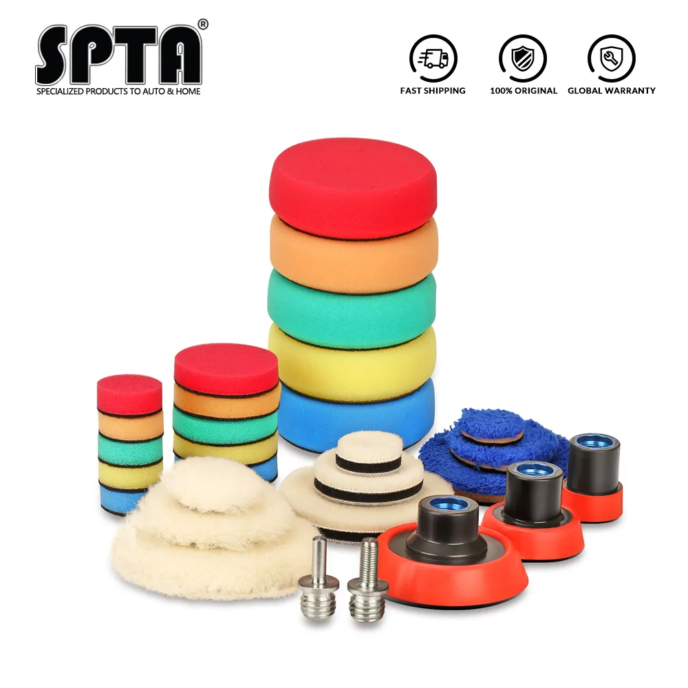SPTA 29pc Drill Buffing Pads Detail Polishing Pads Mix Size Kit with Backing Plate & Adapters for Car Sanding, Polishing, Waxing
SPTA 29pc Drill Buffing Pads Detail Polishing Pads Mix Size Kit with Backing Plate & Adapters for Car Sanding, Polishing, Waxing