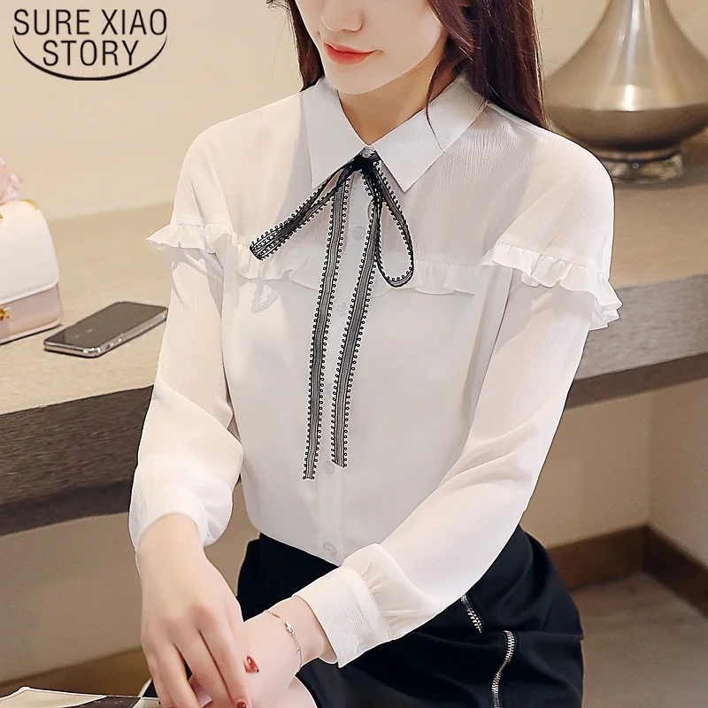 New White Solid Shirt Women Fall Bow Temperament Ladies Tops Korean Loose Tie Chiffon Regular Womens Tops and Blouses 5707 50
New White Solid Shirt Women Fall Bow Temperament Ladies Tops Korean Loose Tie Chiffon Regular Womens Tops and Blouses 5707 50