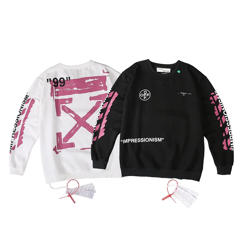 Autumn And Winter New Style Ow Round-neck with Fleece Lining Pullover 99 Paint Printed Men And Women Couple Clothes Hoodie Base 
Autumn And Winter New Style Ow Round-neck with Fleece Lining Pullover 99 Paint Printed Men And Women Couple Clothes Hoodie Base