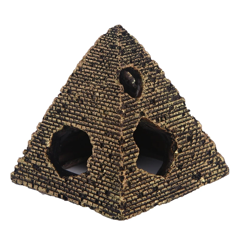 5 Pyramid Reptile Hiding Spot Shale Step Ledge and Cave Hide-Out Medium Aquarium Decoration Resin Habitat House Shrimp Betta