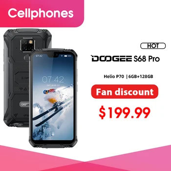 

IP68 Waterproof DOOGEE S68 Pro Rugged Phone Wireless Charge NFC 6300mAh 12V2A Charge 5.9 inch FHD+ Helio P70 Octa Core 6GB 128GB