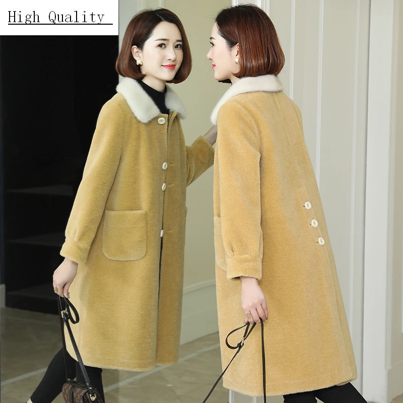 Real Sheep Shearing Jackets Women Autumn Winter Wool Coat Female Spring Parka Natural Mink Fur Collar Overcoat LWL1357
Real Sheep Shearing Jackets Women Autumn Winter Wool Coat Female Spring Parka Natural Mink Fur Collar Overcoat LWL1357