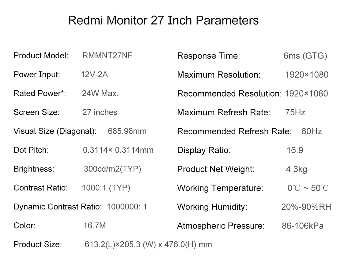 Xiaomi Redmi Display 27 Rmmnt27nf