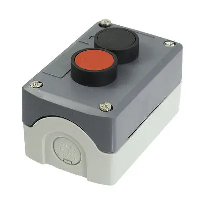 

240V 3A SPST 1NO 1NC Momentary Black Red Flat Push Button Switch Station