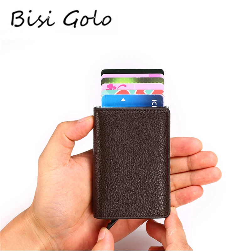 BISI GORO RFID Pop-Up Card Holder Aluminum Box Litchi Soft Leather Card Case Information Protector Security Clutch Casual Wallet
BISI GORO RFID Pop-Up Card Holder Aluminum Box Litchi Soft Leather Card Case Information Protector Security Clutch Casual Wallet