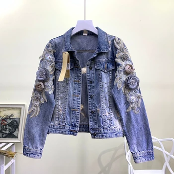 Spring and autumn new fashion beaded embroidery three-dimensional flower hole denim jacket female casual jacket 2092
Spring and autumn new fashion beaded embroidery three-dimensional flower hole denim jacket female casual jacket 2092