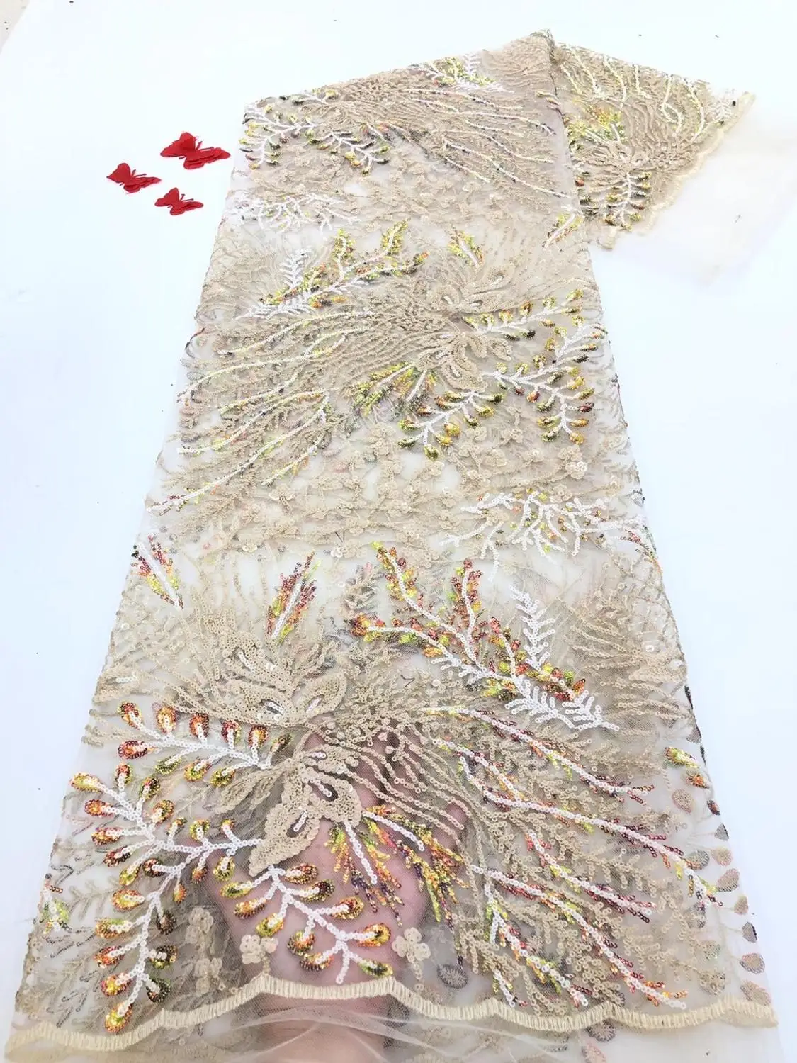 Embroidered tulle sequined lace fabric 5 yards 2020 new French luxury lace fabric JJ-SZ0176
Embroidered tulle sequined lace fabric 5 yards 2020 new French luxury lace fabric JJ-SZ0176