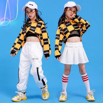 Jazz Dance Costumes For Kids Yellow And Black Plaid Tops White Skirt Girls Hip Hop Dance Suit Children Street Dancewear VO517
Jazz Dance Costumes For Kids Yellow And Black Plaid Tops White Skirt Girls Hip Hop Dance Suit Children Street Dancewear VO517
