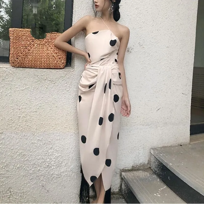 Nice Tide WoMen Polka Dot Two Piece Set Streetwear Temperament Halter Tops Split Long Irregular Skirts Womens Suits
Nice Tide WoMen Polka Dot Two Piece Set Streetwear Temperament Halter Tops Split Long Irregular Skirts Womens Suits