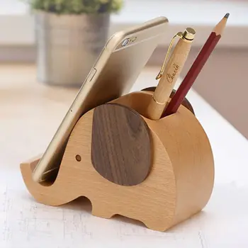 

Elephant Pen Cup Pencils Holder With Cell Phone Stand Tablet Desk Bracket Organiser Box For iPad iPhone Smartphone Stationery
