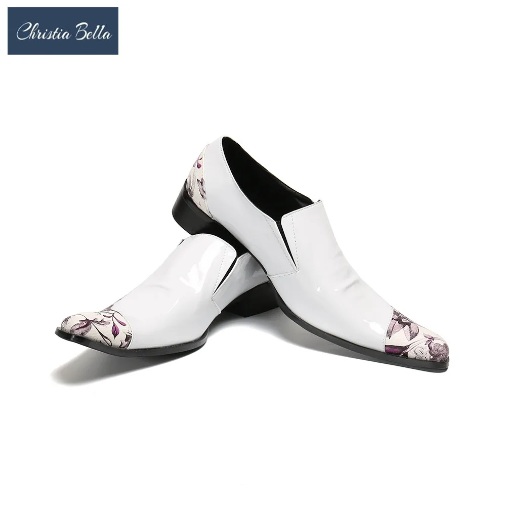 Christia Bella Men's Leather Business Dress Casual Breathable Lazy Shoes for Men White Flower Print Wedding Nightclub Shoes 
Christia Bella Men's Leather Business Dress Casual Breathable Lazy Shoes for Men White Flower Print Wedding Nightclub Shoes