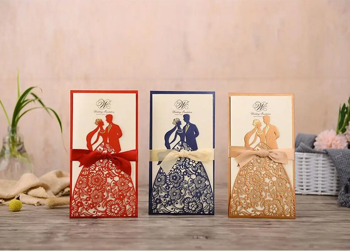 50Sets Laser Cut Wedding Invitations Card Bride and Groom Greeting Card with Ribbon Engagement Wedding
50Sets Laser Cut Wedding Invitations Card Bride and Groom Greeting Card with Ribbon Engagement Wedding