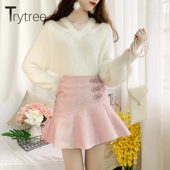 Trytree 2020 Autumn Winter Two piece set Casual Solid White Knitting Top + Skirt Ruffles Fashion Mini A-line Set 2 Piece Set
Trytree 2020 Autumn Winter Two piece set Casual Solid White Knitting Top + Skirt Ruffles Fashion Mini A-line Set 2 Piece Set