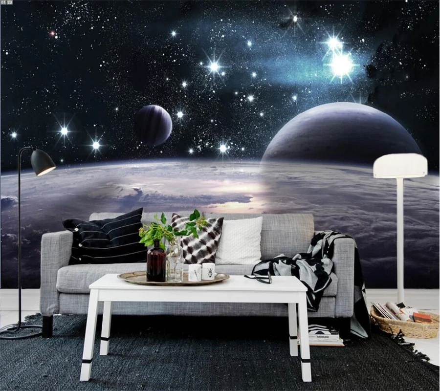 

beibehang Custom wallpaper mural naked eye 3D fantasy space TV background wall universe starry background wallpaper papier peint