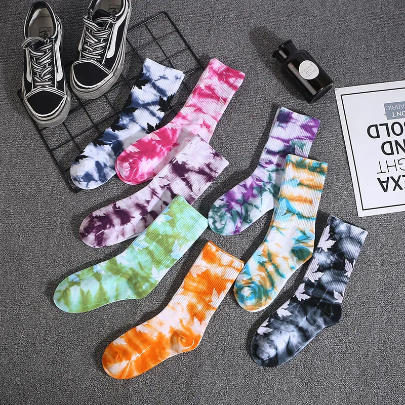 

Tide brand hip hop sock 2020 High-Quality Cotton Skate Socks Men Women Sock Knee-high Funny Cycling Running Hiking Tie Dye Socks