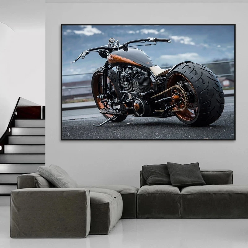 Картина на холсте с изображением мотоцикла | Дом и сад