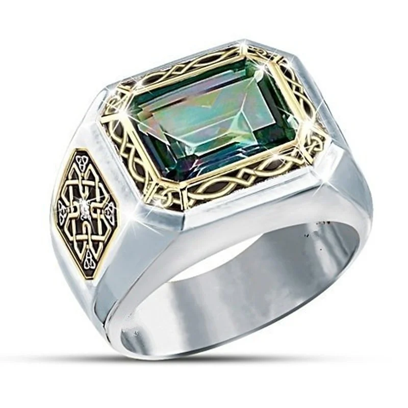 Фото Элегантное кольцо с изумрудом из натурального драгоценного камня мужское