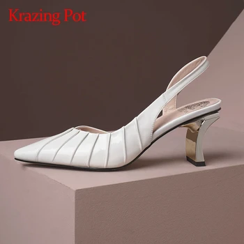 Krazing Pot big size streetwear modern pleated beauty lady catwalk fashion pointed toe high strange heel slip on women pumps L54 
Krazing Pot big size streetwear modern pleated beauty lady catwalk fashion pointed toe high strange heel slip on women pumps L54