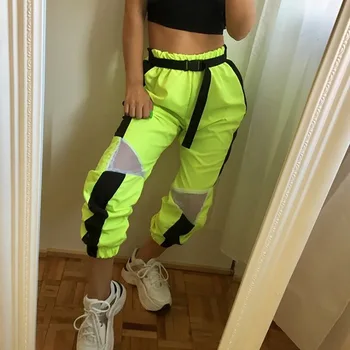 Spring Autumn Fashion Mesh Trousers Women Neon Green Patchwork High Waist Cargo Pants with Belt Female Streetwear Women Joggers
Spring Autumn Fashion Mesh Trousers Women Neon Green Patchwork High Waist Cargo Pants with Belt Female Streetwear Women Joggers