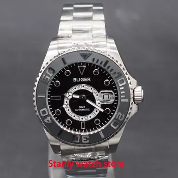 Bliger 43mm black dial ceramic bezel GMT indicator function automatic movement men's wrist watches
Bliger 43mm black dial ceramic bezel GMT indicator function automatic movement men's wrist watches