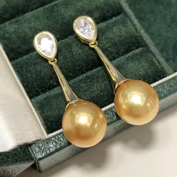 D429 Pearl Earrings Fine Jewelry 925 Sterling Silver Round 8-9mm Natural Fresh Water Golden Pearls Drop Dangle Earrings Presents
D429 Pearl Earrings Fine Jewelry 925 Sterling Silver Round 8-9mm Natural Fresh Water Golden Pearls Drop Dangle Earrings Presents
