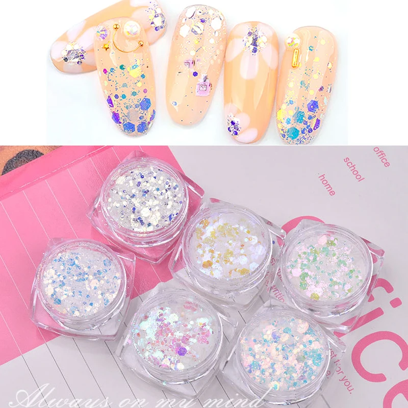 6Box(3ML jar) Nail Art Glitter Flake Powder Mixed-Hexagon-Design Chunky Ultra-thin Flake Dust Nail Tip Art Glitter 3D Flake 6Box
6Box(3ML jar) Nail Art Glitter Flake Powder Mixed-Hexagon-Design Chunky Ultra-thin Flake Dust Nail Tip Art Glitter 3D Flake 6Box