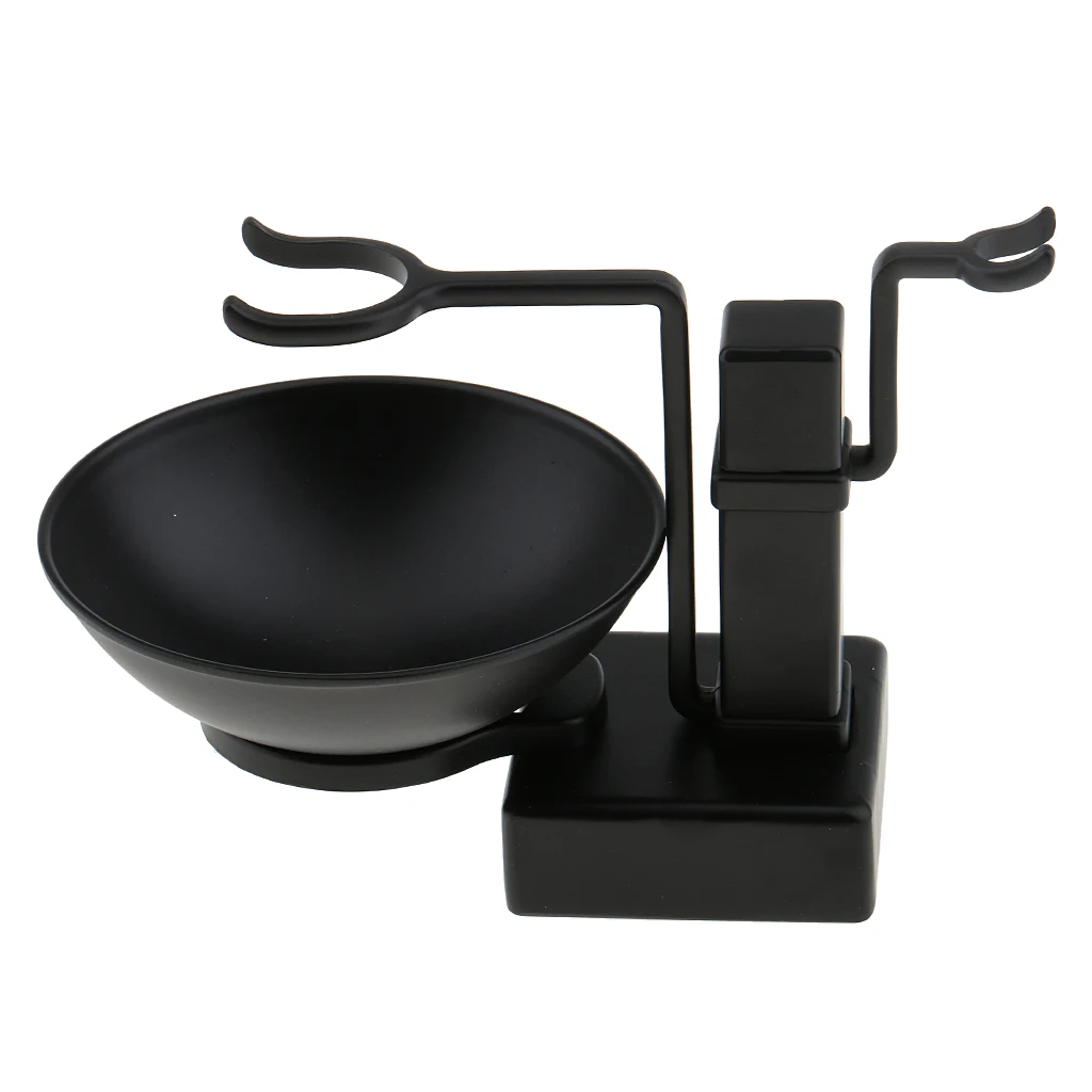 Mens Alloy Shaving Brush Bowl Stand Set Shave Mug Cup Rack Holder Kit Black Mens Alloy Shaving Brush Bowl Stand Set Shave Mug Cup Rack Holder Kit Black