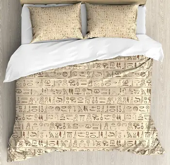 Egyptian Duvet Cover Set Old Dated Hieroglyphics Ancient Language Hand Written Style Borders with Worn Look Bedding Set
Egyptian Duvet Cover Set Old Dated Hieroglyphics Ancient Language Hand Written Style Borders with Worn Look Bedding Set