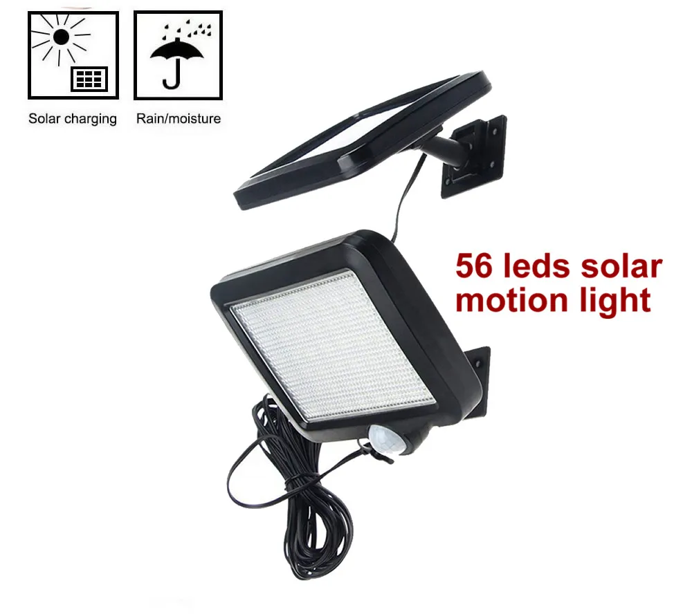 56 СИД 500lm солнечный светильник раздельный монтаж pIR motion senser 5 м кабель для