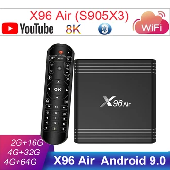 Amlogic S905X3 X96Air Android 9.0 TV Box X96 Air QuadCore 2.4&5G Wifi BT4.1 Support 8K Smart Media Player Max 4GB 64GB tv box
Amlogic S905X3 X96Air Android 9.0 TV Box X96 Air QuadCore 2.4&5G Wifi BT4.1 Support 8K Smart Media Player Max 4GB 64GB tv box