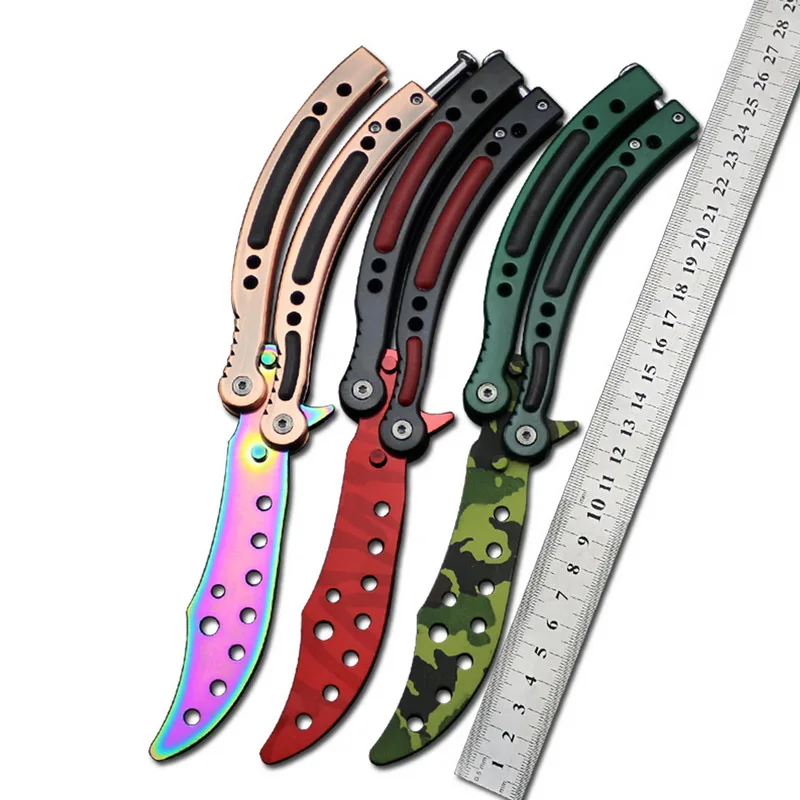 Colorful Color Game Knife Dull Blade No Edge Practice Butterfly In Knife Balisong Trainer Training Pocket CS GO Karambit Knife
Colorful Color Game Knife Dull Blade No Edge Practice Butterfly In Knife Balisong Trainer Training Pocket CS GO Karambit Knife