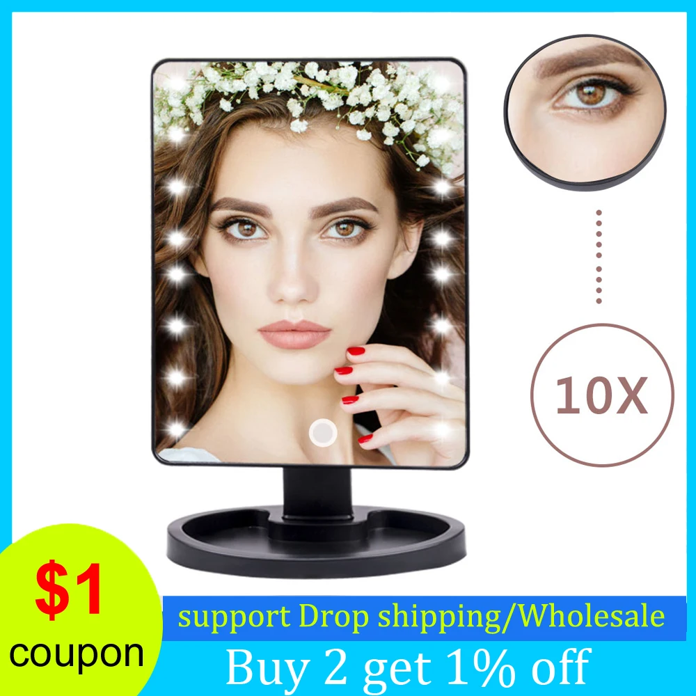 Tabletop Makeup Mirror With 16 LED Light Rechargeable Wireless 10 Times Magnified Touch Screen Lamp Cosmetic Mirror Dropshipping
Tabletop Makeup Mirror With 16 LED Light Rechargeable Wireless 10 Times Magnified Touch Screen Lamp Cosmetic Mirror Dropshipping