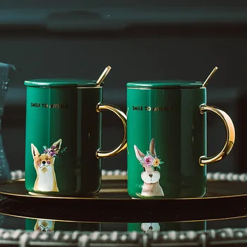Nordic Gold Handle Animal Mugs With Lid Spoon Simple Creative Retro Ceramic Cup Personality Trend Coffee Green Glaze Cartoon Mug
Nordic Gold Handle Animal Mugs With Lid Spoon Simple Creative Retro Ceramic Cup Personality Trend Coffee Green Glaze Cartoon Mug