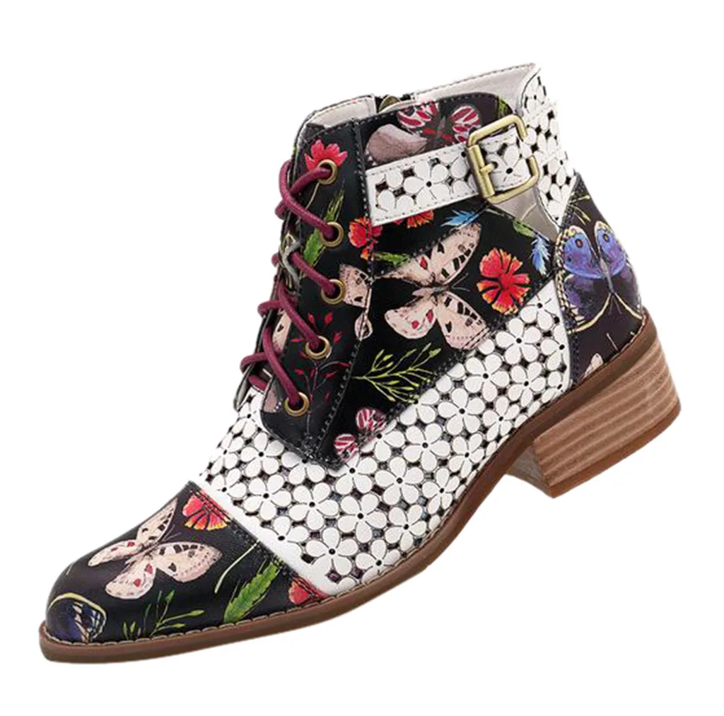 SAGACE Ink Painting Flower Pattern Cow Leather Splicing Lace-Up Stitching Ankle Boots Print Square heel Autumn Boots A ugust 8
SAGACE Ink Painting Flower Pattern Cow Leather Splicing Lace-Up Stitching Ankle Boots Print Square heel Autumn Boots A ugust 8