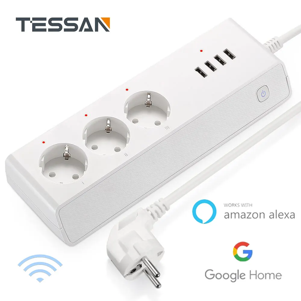 Smart Power Strip Wifi Multiple Sockets 3 Outlets 4 USB Extension Cord Voice Remote Control for Amazon Alexa Google | Электроника