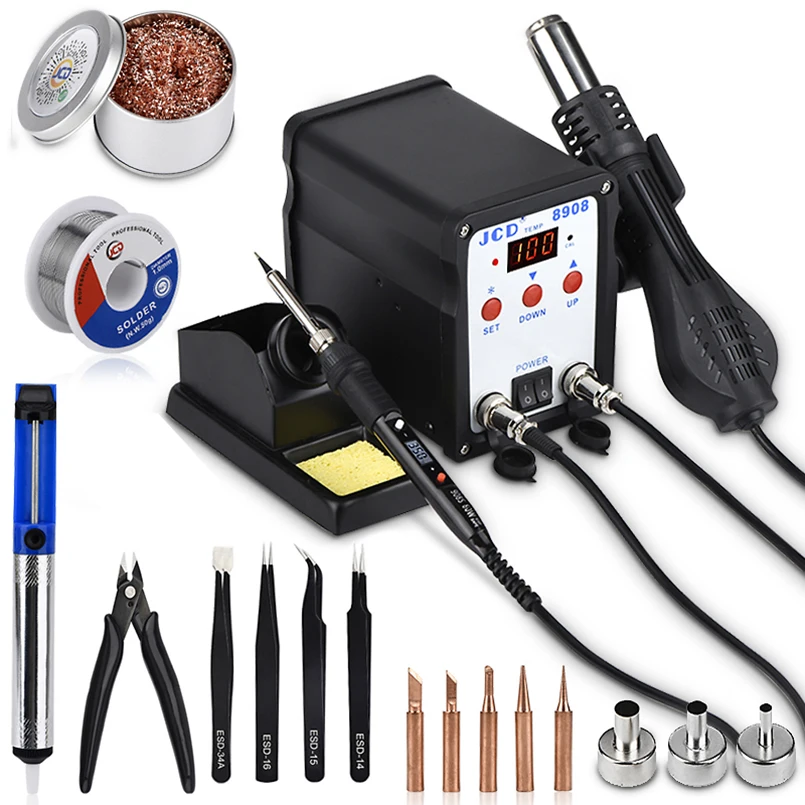 JCD Mirco 2 IN 1 BGA Soldering Station Industrial Grade Welding Machine LCD Soldering Iron with Hot Air Gun SMD Rework Station
JCD Mirco 2 IN 1 BGA Soldering Station Industrial Grade Welding Machine LCD Soldering Iron with Hot Air Gun SMD Rework Station