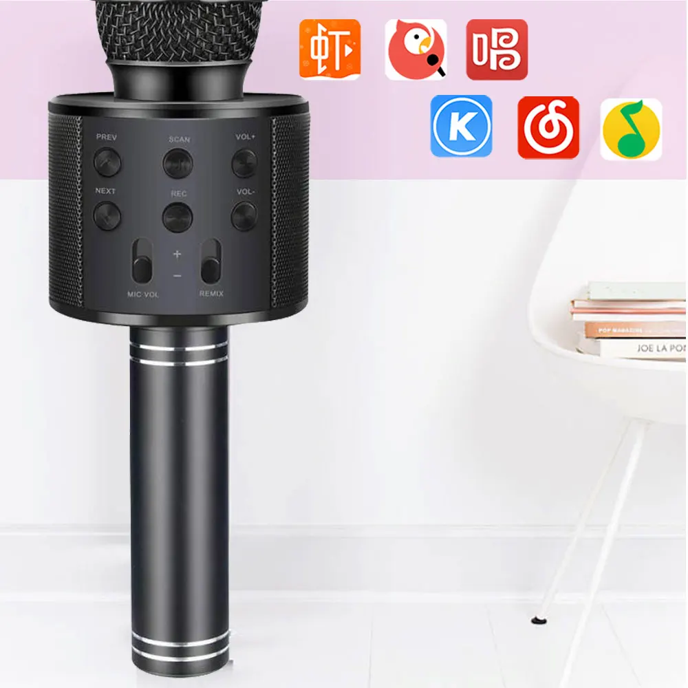 Fast-Delivery WS858 Karaoke Microphone Wireless Speaker Recording Youtube Bluetooth Microphone For Smartphone Kids Fast-Delivery WS858 Karaoke Microphone Wireless Speaker Recording Youtube Bluetooth Microphone For Smartphone Kids