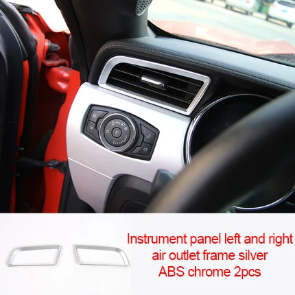 For Ford Mustang 2015-2020 ABS chrome Instrument panel left and right air outlet frame silver 2pcs
For Ford Mustang 2015-2020 ABS chrome Instrument panel left and right air outlet frame silver 2pcs