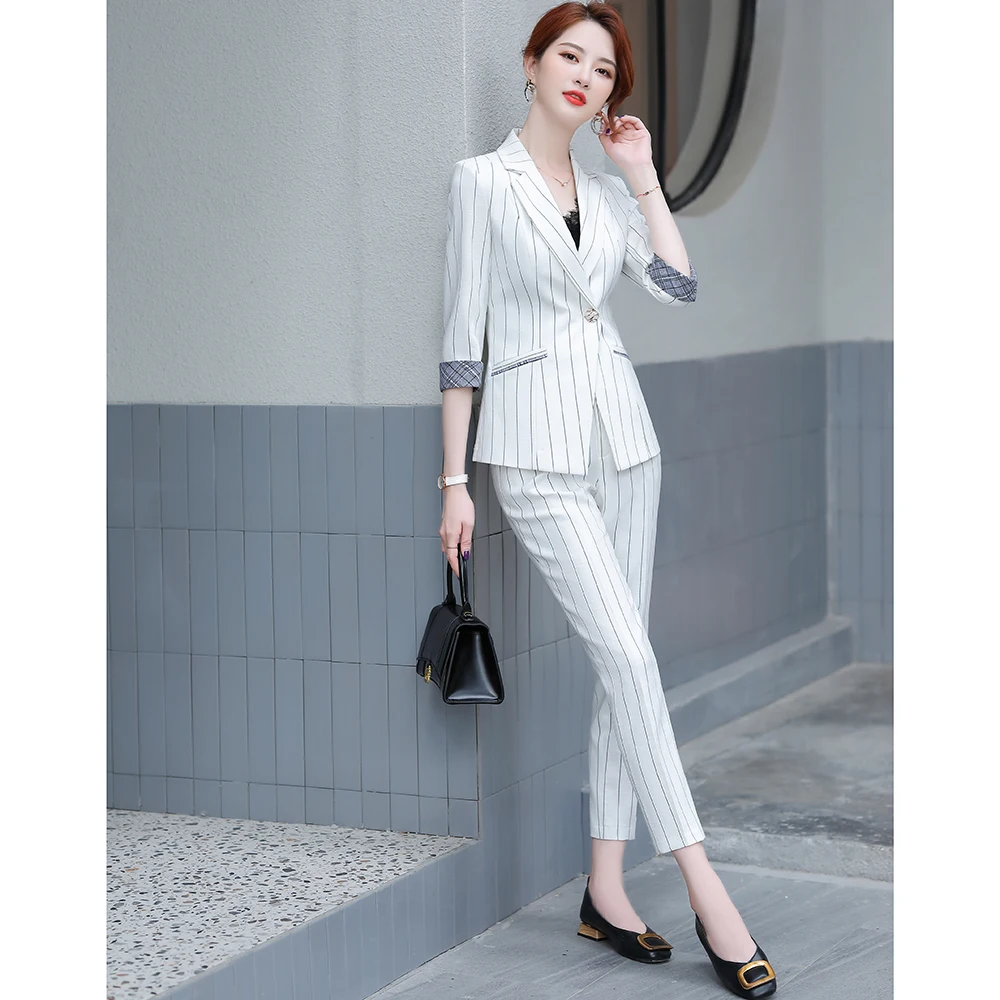 New Women Clothes 2 Piece Set Business Striped Pants Suits Woman Formal Fashion Slim Blazer and Pants Office Ladies Work Wear
New Women Clothes 2 Piece Set Business Striped Pants Suits Woman Formal Fashion Slim Blazer and Pants Office Ladies Work Wear