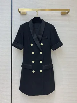 High Quality Office-lady Mini Dress 2020 Autumn Women Luxury Brand Elegant Short Sleeves Thin Double-breasted Black Suit Dresses
High Quality Office-lady Mini Dress 2020 Autumn Women Luxury Brand Elegant Short Sleeves Thin Double-breasted Black Suit Dresses