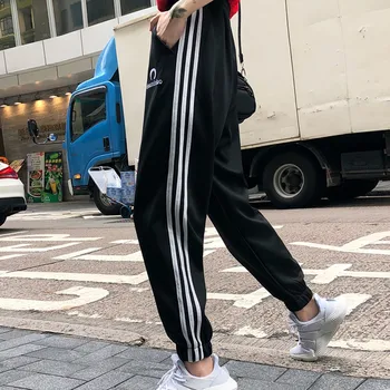 2019 New Striped Sweatpants Women Harlan Pant Autumn Winter Loose Fashion Side Stripes Breathable Wild Pants 
2019 New Striped Sweatpants Women Harlan Pant Autumn Winter Loose Fashion Side Stripes Breathable Wild Pants