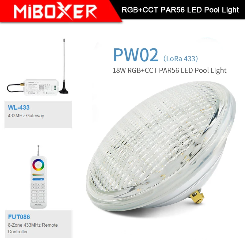 Miboxer Outdoor Light 18W RGB + CCT Underwater LED Light PAR56 LED Pool Light PW02 Waterproof IP68 Remote Control Light
Miboxer Outdoor Light 18W RGB + CCT Underwater LED Light PAR56 LED Pool Light PW02 Waterproof IP68 Remote Control Light